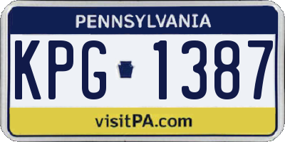 PA license plate KPG1387