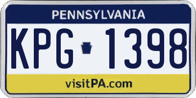 PA license plate KPG1398