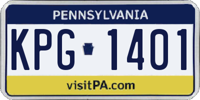 PA license plate KPG1401