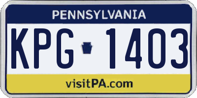 PA license plate KPG1403