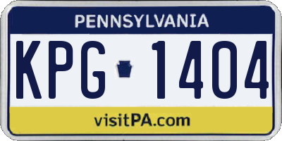 PA license plate KPG1404