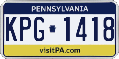 PA license plate KPG1418