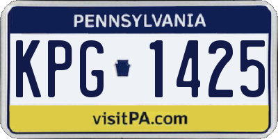 PA license plate KPG1425