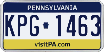 PA license plate KPG1463