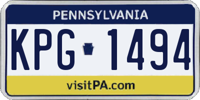 PA license plate KPG1494