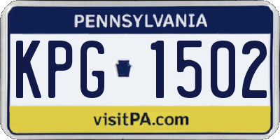 PA license plate KPG1502