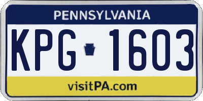 PA license plate KPG1603