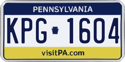 PA license plate KPG1604