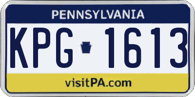 PA license plate KPG1613