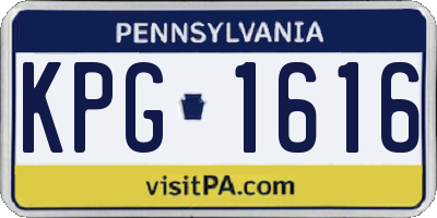 PA license plate KPG1616
