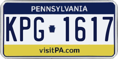 PA license plate KPG1617
