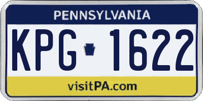 PA license plate KPG1622