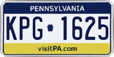 PA license plate KPG1625