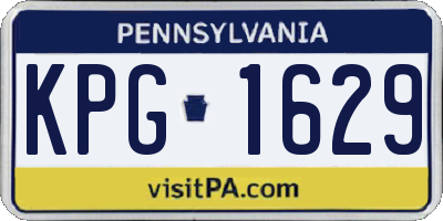 PA license plate KPG1629