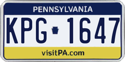 PA license plate KPG1647