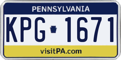 PA license plate KPG1671