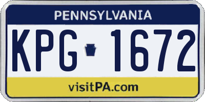 PA license plate KPG1672