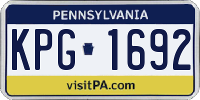 PA license plate KPG1692