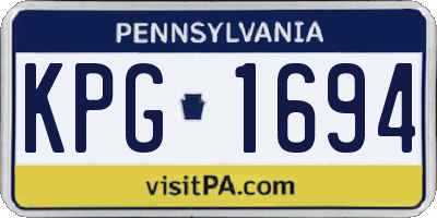 PA license plate KPG1694