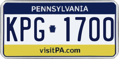 PA license plate KPG1700