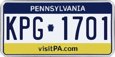 PA license plate KPG1701