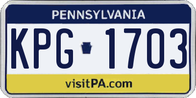 PA license plate KPG1703