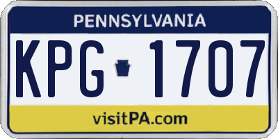 PA license plate KPG1707