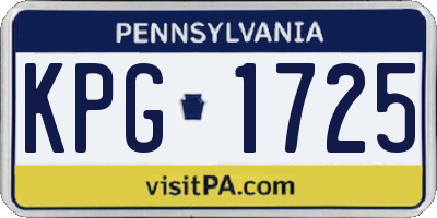 PA license plate KPG1725
