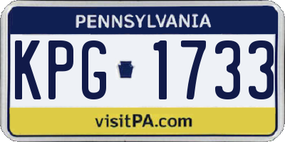 PA license plate KPG1733