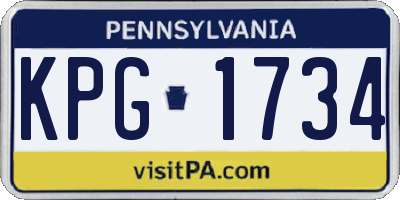 PA license plate KPG1734