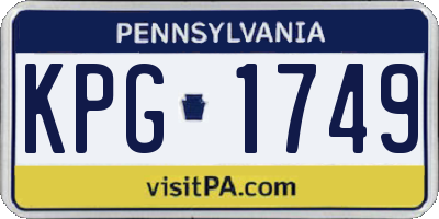 PA license plate KPG1749