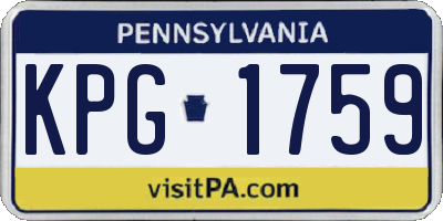 PA license plate KPG1759
