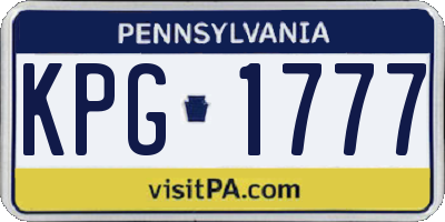 PA license plate KPG1777