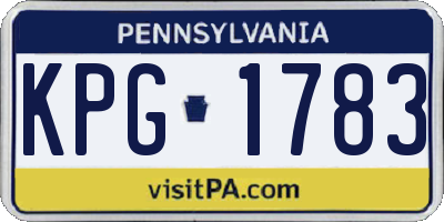 PA license plate KPG1783