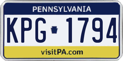PA license plate KPG1794