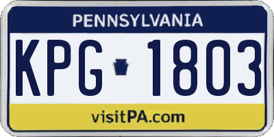 PA license plate KPG1803