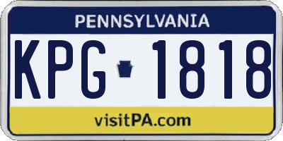 PA license plate KPG1818