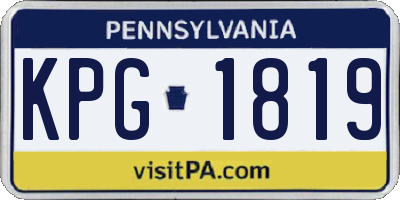 PA license plate KPG1819