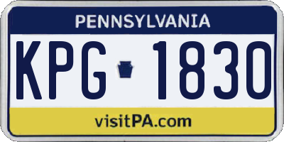 PA license plate KPG1830