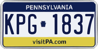PA license plate KPG1837