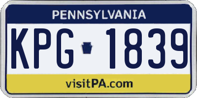 PA license plate KPG1839