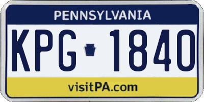 PA license plate KPG1840