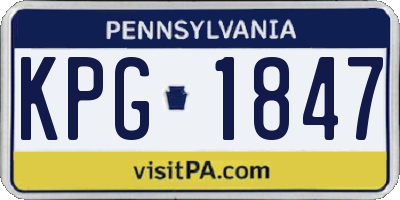 PA license plate KPG1847
