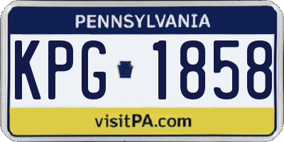 PA license plate KPG1858