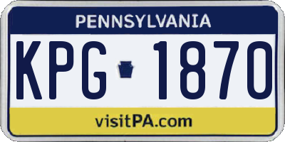 PA license plate KPG1870