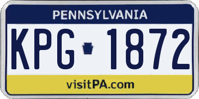 PA license plate KPG1872