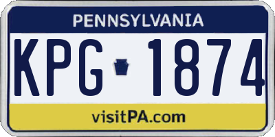 PA license plate KPG1874