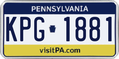 PA license plate KPG1881