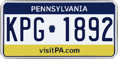 PA license plate KPG1892