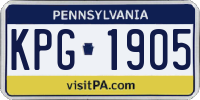 PA license plate KPG1905